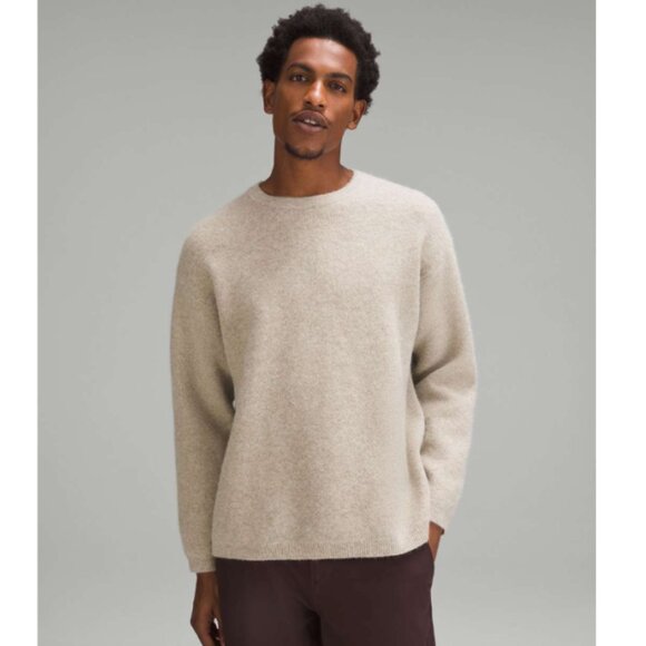 Lululemon Alpaca Merino Wool Blend Crewneck Sweater Small Heathered White Opal - Picture 1 of 9